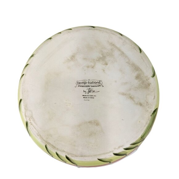 Temp-Tations Hand-Painted Ceramic Casserole Dish W/ Lid & Metal Holder 3 Qt C153 - Picture 5 of 10